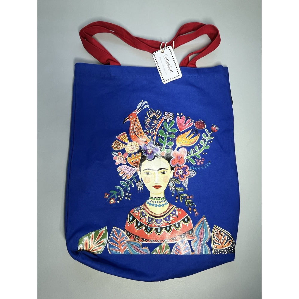 Frieda Kahlo Flower Artsy Canvas Reusable Tote Bag Shopping Travel Grocery